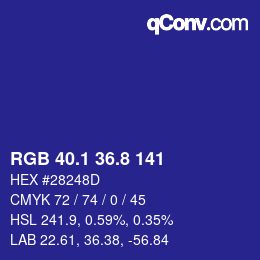 カラーコード: RGB 40.1 36.8 141 | qconv.com