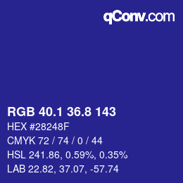 カラーコード: RGB 40.1 36.8 143 | qconv.com