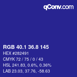 カラーコード: RGB 40.1 36.8 145 | qconv.com