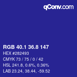 カラーコード: RGB 40.1 36.8 147 | qconv.com