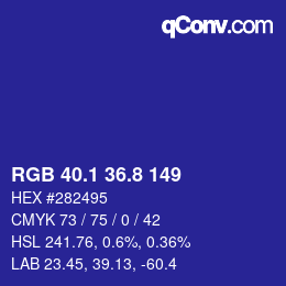 カラーコード: RGB 40.1 36.8 149 | qconv.com