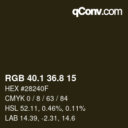 Color code: RGB 40.1 36.8 15 | qconv.com