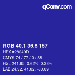 カラーコード: RGB 40.1 36.8 157 | qconv.com