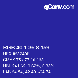カラーコード: RGB 40.1 36.8 159 | qconv.com