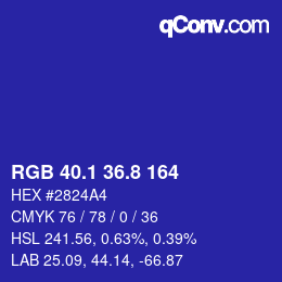カラーコード: RGB 40.1 36.8 164 | qconv.com