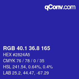 カラーコード: RGB 40.1 36.8 165 | qconv.com
