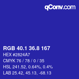 カラーコード: RGB 40.1 36.8 167 | qconv.com