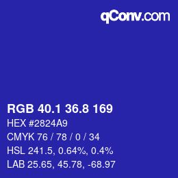 カラーコード: RGB 40.1 36.8 169 | qconv.com