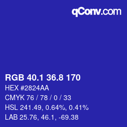 カラーコード: RGB 40.1 36.8 170 | qconv.com