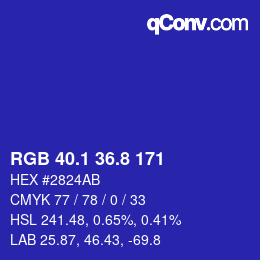 カラーコード: RGB 40.1 36.8 171 | qconv.com