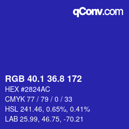 カラーコード: RGB 40.1 36.8 172 | qconv.com