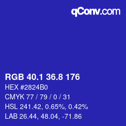 カラーコード: RGB 40.1 36.8 176 | qconv.com