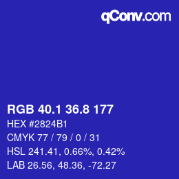 カラーコード: RGB 40.1 36.8 177 | qconv.com