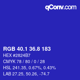カラーコード: RGB 40.1 36.8 183 | qconv.com