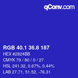 カラーコード: RGB 40.1 36.8 187 | qconv.com