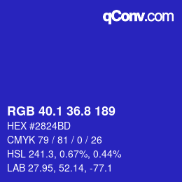 カラーコード: RGB 40.1 36.8 189 | qconv.com