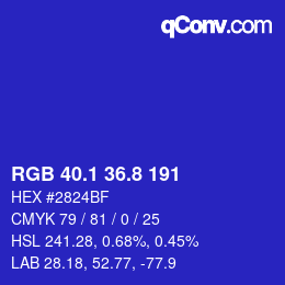 カラーコード: RGB 40.1 36.8 191 | qconv.com