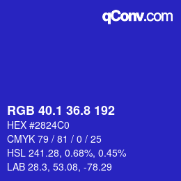 カラーコード: RGB 40.1 36.8 192 | qconv.com