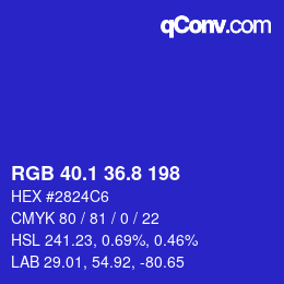 カラーコード: RGB 40.1 36.8 198 | qconv.com