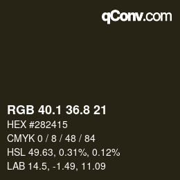Color code: RGB 40.1 36.8 21 | qconv.com