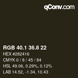 Farbcode: RGB 40.1 36.8 22 | qconv.com