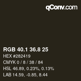 Color code: RGB 40.1 36.8 25 | qconv.com