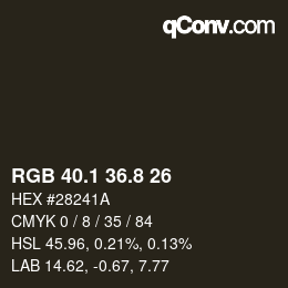 Farbcode: RGB 40.1 36.8 26 | qconv.com