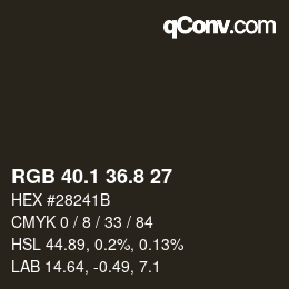 Color code: RGB 40.1 36.8 27 | qconv.com