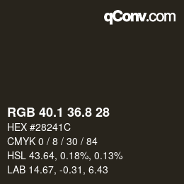 カラーコード: RGB 40.1 36.8 28 | qconv.com