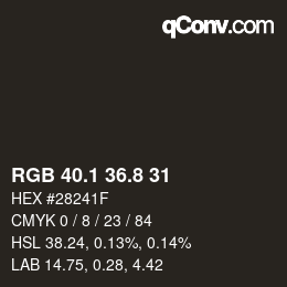 Color code: RGB 40.1 36.8 31 | qconv.com
