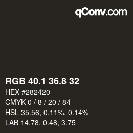 Color code: RGB 40.1 36.8 32 | qconv.com