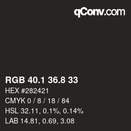 Color code: RGB 40.1 36.8 33 | qconv.com