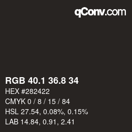 Color code: RGB 40.1 36.8 34 | qconv.com