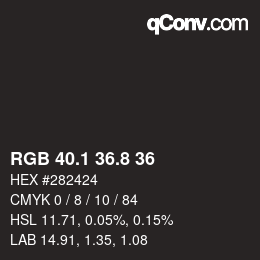 Color code: RGB 40.1 36.8 36 | qconv.com