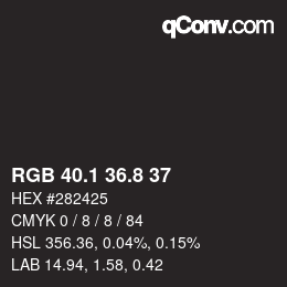Farbcode: RGB 40.1 36.8 37 | qconv.com