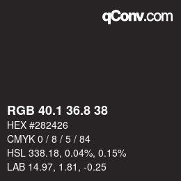 Color code: RGB 40.1 36.8 38 | qconv.com