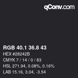 Color code: RGB 40.1 36.8 43 | qconv.com