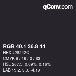 Color code: RGB 40.1 36.8 44 | qconv.com