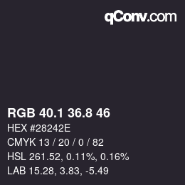 Color code: RGB 40.1 36.8 46 | qconv.com