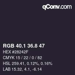 Color code: RGB 40.1 36.8 47 | qconv.com