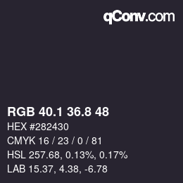 Color code: RGB 40.1 36.8 48 | qconv.com