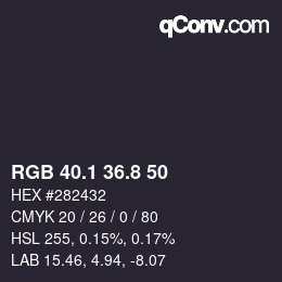 Color code: RGB 40.1 36.8 50 | qconv.com
