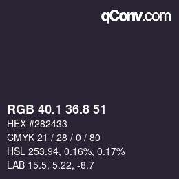 Color code: RGB 40.1 36.8 51 | qconv.com