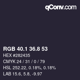 カラーコード: RGB 40.1 36.8 53 | qconv.com