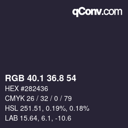 Color code: RGB 40.1 36.8 54 | qconv.com