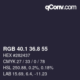 Color code: RGB 40.1 36.8 55 | qconv.com