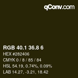 Farbcode: RGB 40.1 36.8 6 | qconv.com