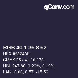 カラーコード: RGB 40.1 36.8 62 | qconv.com