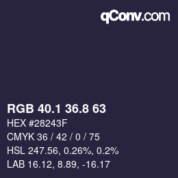 Color code: RGB 40.1 36.8 63 | qconv.com