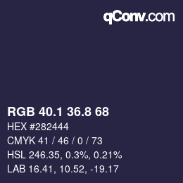 Color code: RGB 40.1 36.8 68 | qconv.com